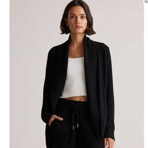 Quince Cashmere Open Cardigan Sweater Black Small